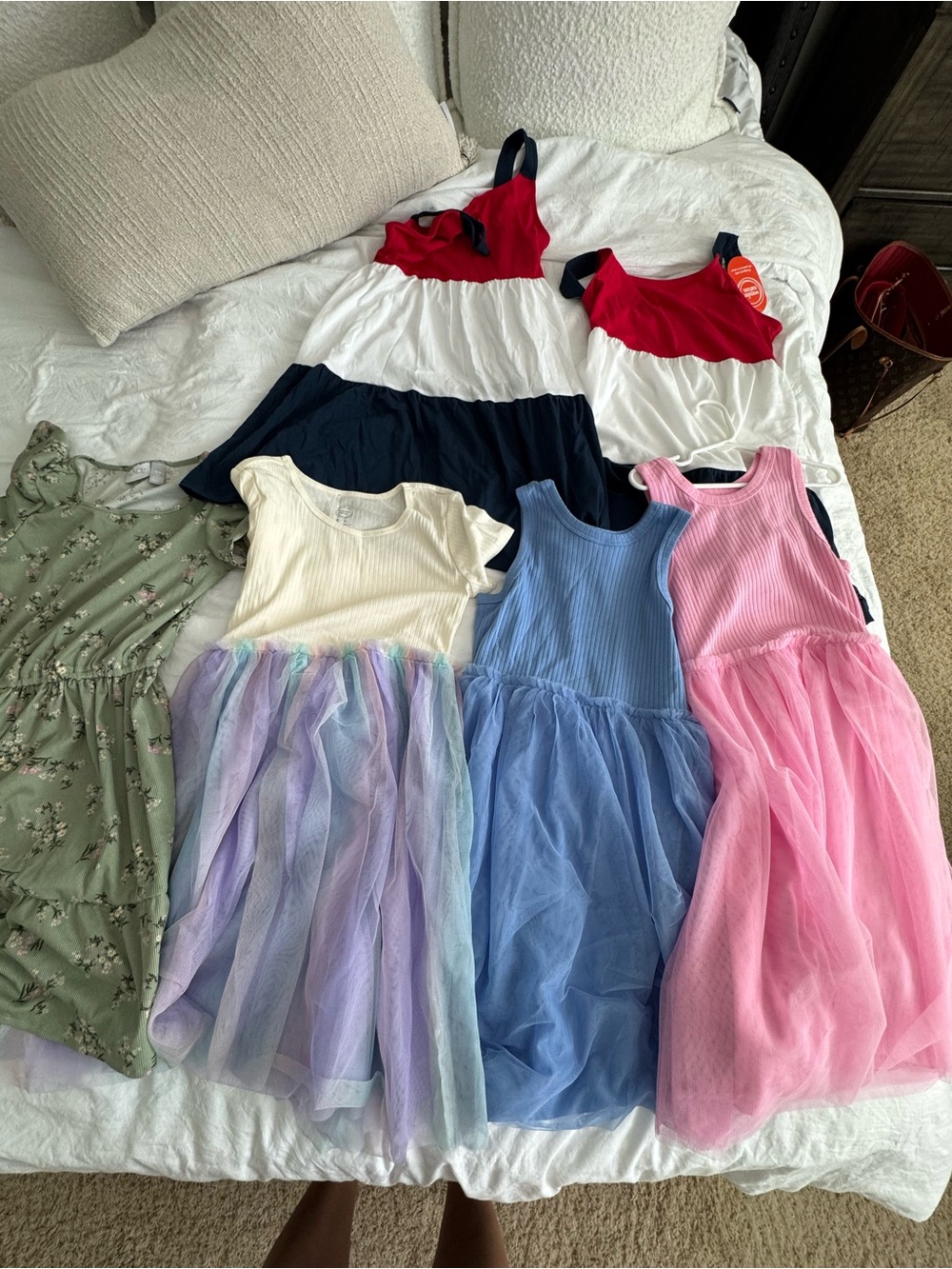 wonder nation Girls Sleeveless Ribbed Tulle Dress - Blue, Pink, Cream, Lavender